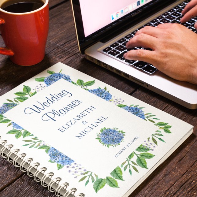 Rustic Blue Hydrangeas Watercolor Wedding Planner (Creator Uploaded)