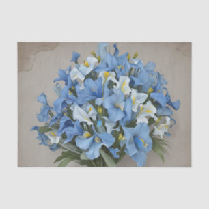 Rustic Blue Iris Bouquet Tissue Paper