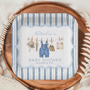 Rustic Blue Jean Baby Shower Paper Plate