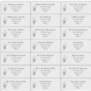 Rustic Blue Leafy Guest Name Address Labels 