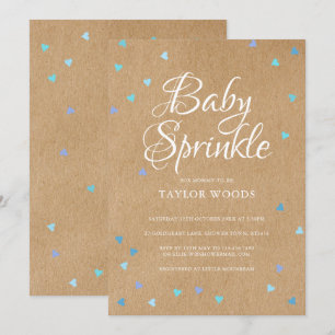 Rustic Blue Love Hearts Baby Boy Sprinkle Invitation