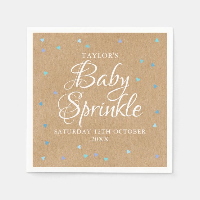 Rustic Blue Love Hearts Baby Boy Sprinkle/Shower Napkin (Front)