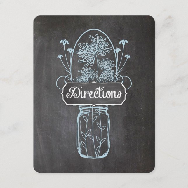 Rustic Blue Mason Jar Chalkboard Wedding Enclosure Card (Front)