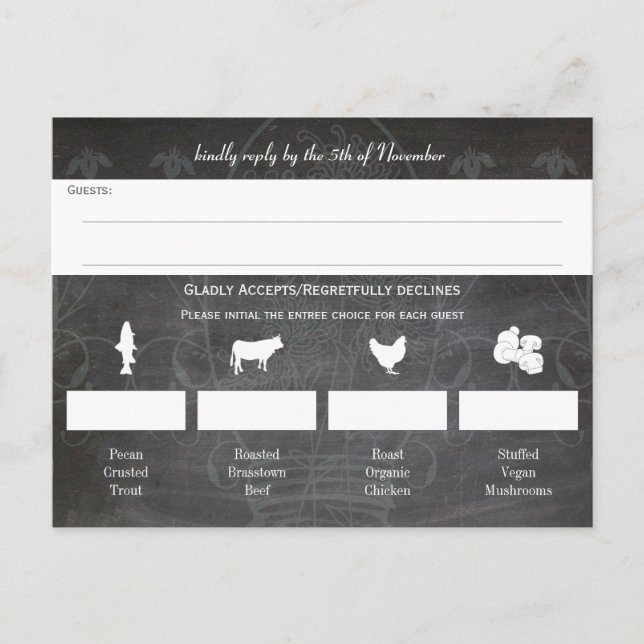 Rustic Blue Mason Jar Chalkboard Wedding Invitation Postcard (Front)