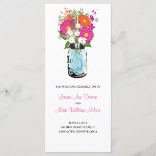 Rustic Blue Mason Jar Gerber Daisies Programme
