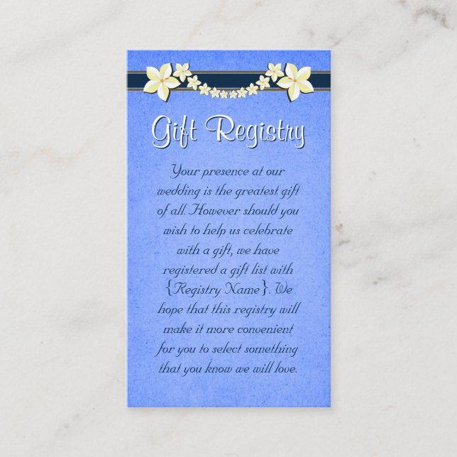 Rustic Blue Mini Wedding Gift Registry Enclosure Card (Front)