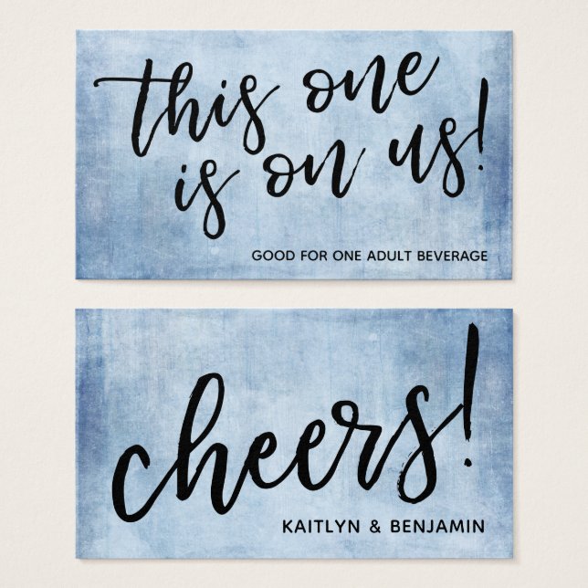Rustic Blue Modern Typography Casual Drink Tickets (Front & Back)