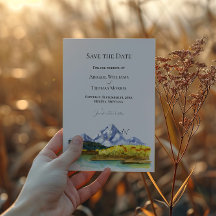 Rustic Blue Mountain Wedding Save The Date Card