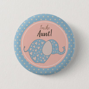 Rustic Blue Neutral Baby Shower I'm the Aunt 2 Inch Round Button