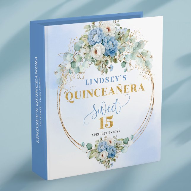 Rustic Blue Peonies 15th Birthday Memory Album Binder (Rustic Blue Peonies 15th Birthday Memory Album)