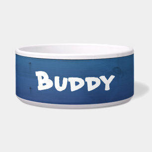 Rustic Blue Personalized Large Dog Bowl : EDITABLE