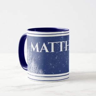 Rustic Blue Personalized Name Mug