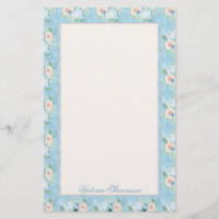 Rustic Blue Pink Floral Shabby Chic Personalized
