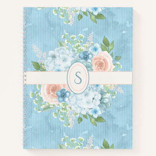 Rustic Blue Pink Green Shabby Chic Floral Notebook