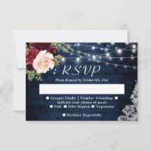 Rustic Blue Red Blush Floral String Lights Wedding