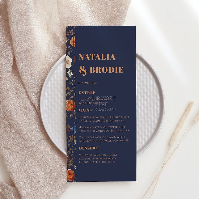 Rustic Blue Rust Boho Wedding Menu (Creator Uploaded)