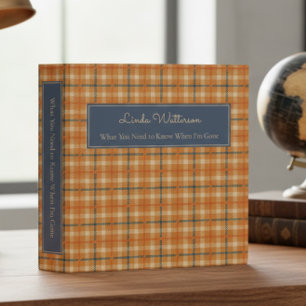 Rustic Blue Rust & Gold Plaid End of Life Planner Binder