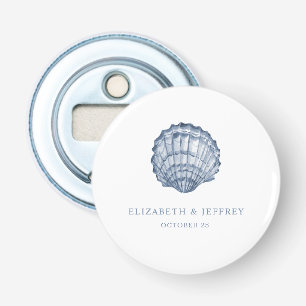 Rustic Blue Seashells Marine Ocean Beach Wedding  Bottle Opener