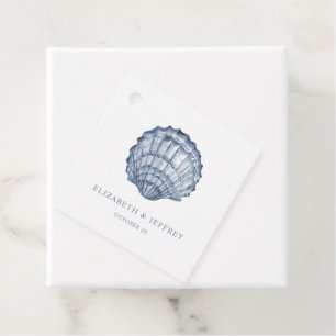 Rustic Blue Seashells Marine Ocean Beach Wedding  Favour Tags