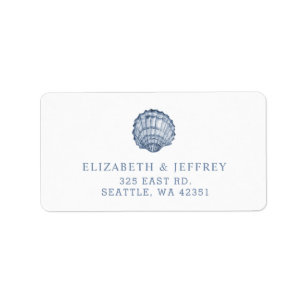 Rustic Blue Seashells Marine Ocean Beach Wedding Label
