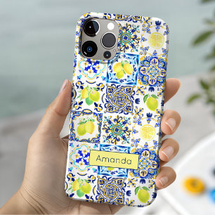 Rustic Blue Sicilian Majolica Amalfi Tile Pattern iPhone 15 Case