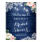 Rustic Blue String Light Floral Bridal Shower Sign
