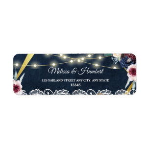 Rustic Blue String Lights Mariage Adresse de retou