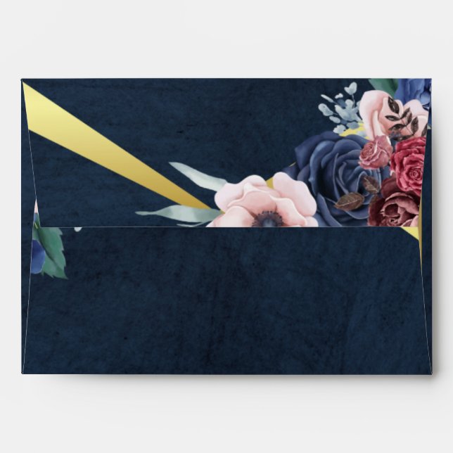 Rustic Blue String Lights Return Address Wedding  Envelope (Back (Top Flap))