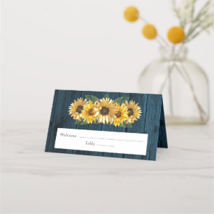 Rustic Blue Sunflower Reception Place Card