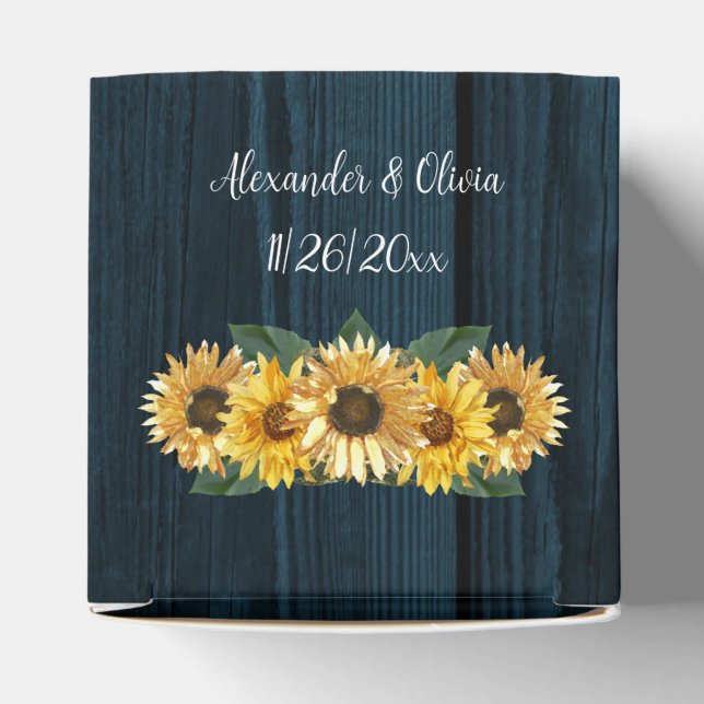 Rustic Blue Sunflower Wedding Favour Box (Top)