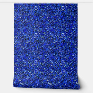 Rustic blue tooled leather  wallpaper