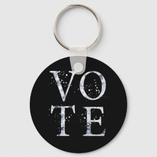 Rustic Blue Vote Keychain