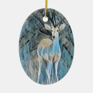 Rustic Blue Watercolor of a Gazelle from Africa Ceramic Ornament