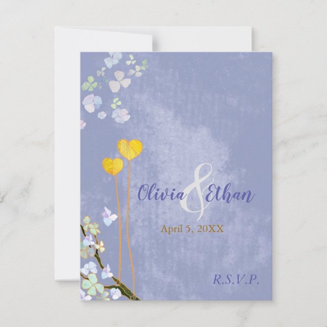 Rustic Blue Wedding Meal Choice RSVP Card (Front)