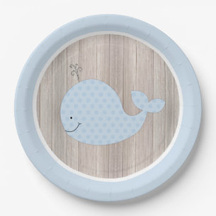 Rustic Blue Whale Paper Plate