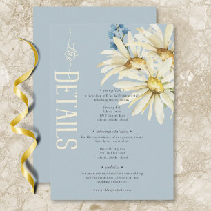 Rustic Blue & White Daisies Wedding Details Enclosure Card