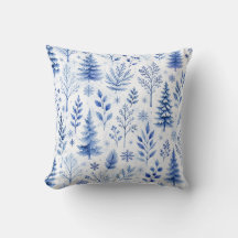 Rustic Blue Winter Botanical Woodland 