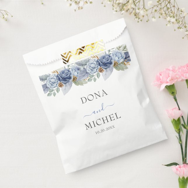 Rustic Blue Winter Floral Wedding Favour Bag (Sealed)