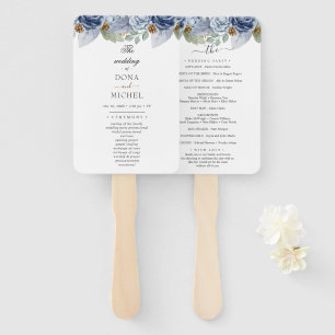 Rustic Blue Winter Floral Wedding Hand Fan