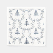Rustic Blue Winter forest Nordic Scandi Christmas