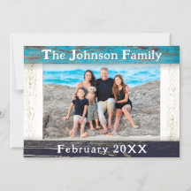 Rustic Blue Wood Family Name Photo Frame