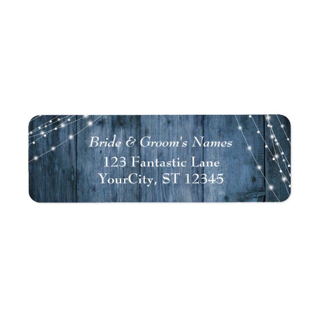 Rustic Blue Wood, White Light Strings Wedding (Front)