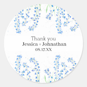 Rustic Bluebells Floral Watercolor Flowers  Classic Round Sticker