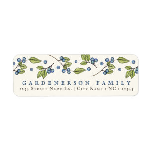 Rustic Blueberries Cream Watercolor Label