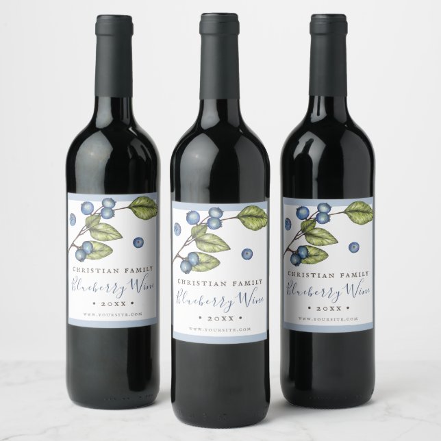 Rustic Blueberry Wine Wine Label (Bottles)