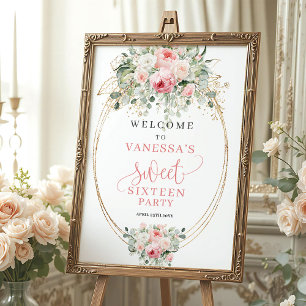 Rustic Blush and Gold Sweet 16 Welcome Sign