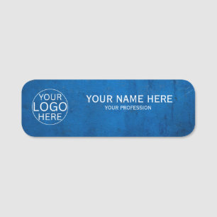 Rustic Blush Blue Custom Logo Employee Name Tag