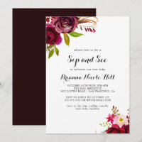Rustic Blush Burgundy Floral Sip and See