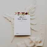 Rustic Blush Burgundy Floral Wedding Well Wishes Advice Card<br><div class="desc">This rustic blush burgundy floral wedding well wishes advice card is perfect for a simple wedding. The design features pink, blush, red, burgundy and bordo watercolor flowers with green foliage. These cards are perfect for a wedding, bridal shower, baby shower, graduation party & more. Personalize the cards with the names...</div>