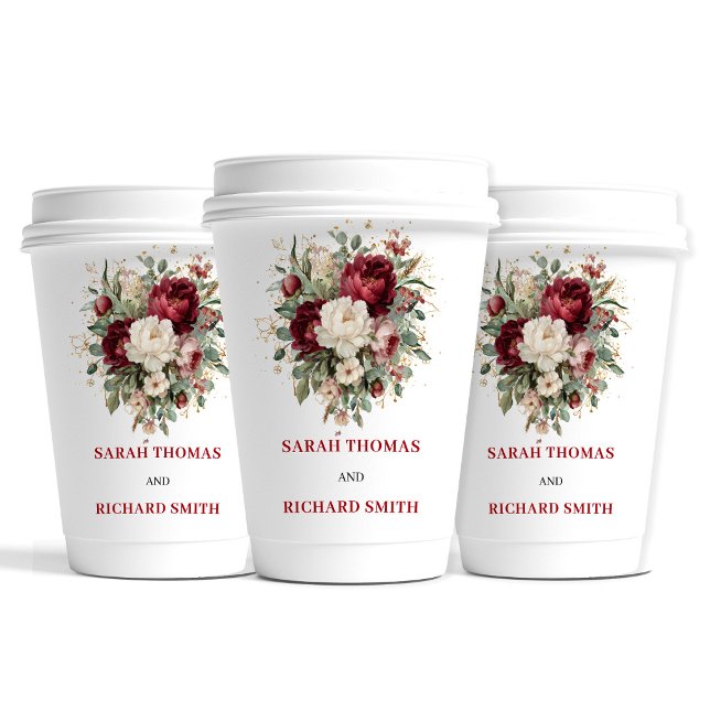 Rustic Blush Burgundy Greenery Wedding Cups (Rustic Blush Burgundy Greenery Wedding Cups)